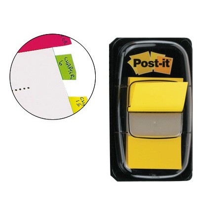 BANDAS POST-IT INDEX 3M, 25,4X43,1 MM, AMARELO -DISPENSADOR