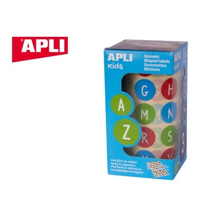 ETIQUETAS APLI AUTOADESIVAS REDONDAS ABECEDARIO 20 MM DIAMET