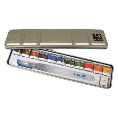 AGUARELA ARTIST START CAIXA METAL 12 CORES SORTIDAS + PINCEL