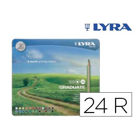 LAPIS DE CORES LYRA GRADUATE CAIXA METALICA DE 24 CORES SORT
