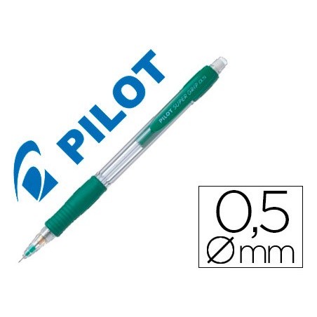 12un LAPISEIRA PILOT SUPER GRIP VERDE 0,5 MM PEGA DE BORRACH