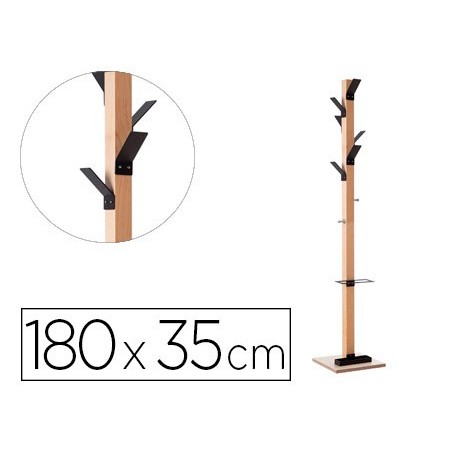 CABIDE DE MADEIRA PAPERFLOW FAIA 8 SUPORTES PRETO ALTURA 180