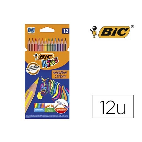 LAPIS DE CORES BIC EVOLUTION STRIPES CAIXA DE 12 CORES SORTI