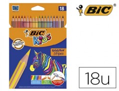 LAPIS DE CORES BIC EVOLUTION STRIPES CAIXA DE 18 CORES SORTI