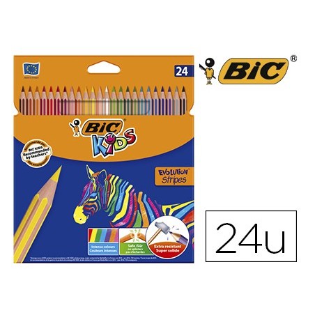 LAPIS DE CORES BIC EVOLUTION STRIPES CAIXA DE 24 CORES SORTI