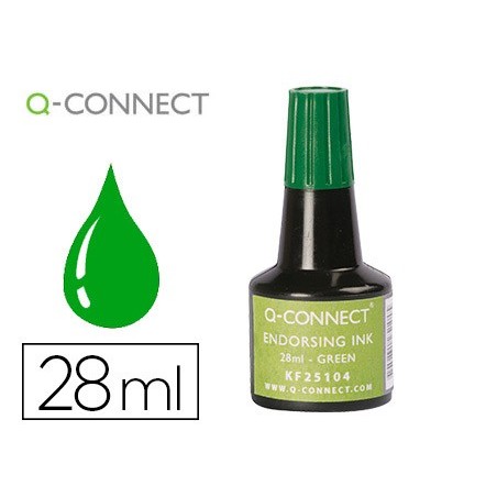 TINTA PARA ALMOFADA Q-CONNECT VERDE FRASCO 28 ML
