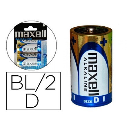 PILHA MAXELL ALCALINA 1.5V TIPO D LR20 BLISTER DE 2 UNIDADES