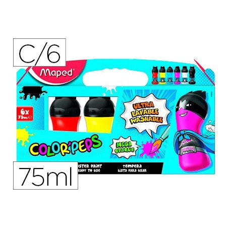 GUACHE MAPED COLOR PEPS ULTRA LAVAVEL CAIXA DE 6 CORES SORTI