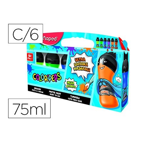 GUACHE MAPED COLOR PEPS ULTRA LAVAVEL CAIXA DE 6 CORES SORTI