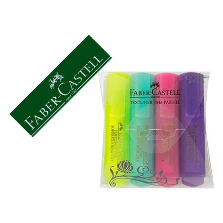 MARCADOR FABER FLUORESCENTE 1546 COR PASTEL ESTOJO 4 UNIDADE