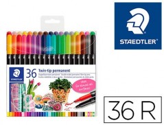 MARCADOR STAEDTLER PERMANENTE DUPLA PONTA 3187 ESTOJO DE 36