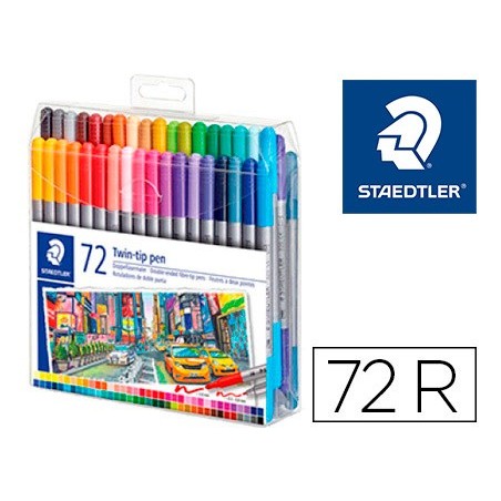MARCADOR STAEDTLER DUPLA PONTA DE FIBRA 3200 ESTOJO DE 72 UN