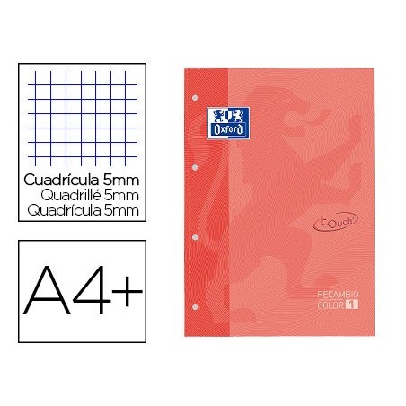 5un RECARGA COLOR 1 OXFORD DIN A4+ 80 FOLHAS 90 GR QUADRICUL