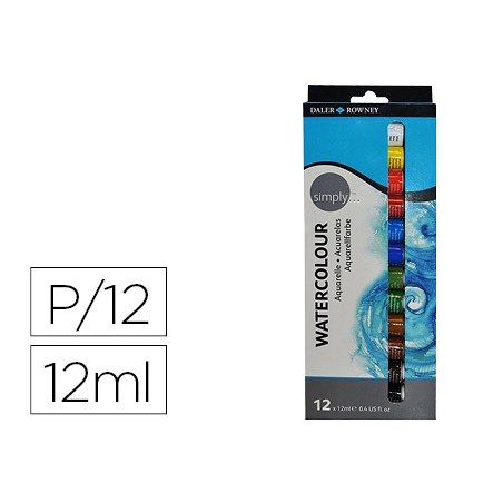 AGUARELA DALER ROWNEY SIMPLY CAIXA DE 12 CORES SORTIDAS TUBO