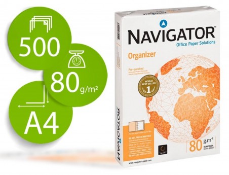 PAPEL FOTOCOPIA NAVIGATOR DIN A4 80 GR 2 FUROS PAPEL MULTIUS