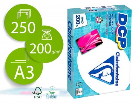 PAPEL FOTOCOPIA CLAIREFONTAINE DIN A3 200 GR EMBALAGEM DE 25