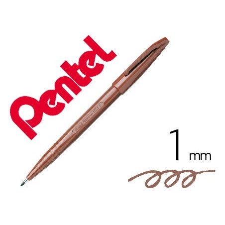 12un CANETA PENTEL COM PONTA DE FIBRA SIGN PEN NA COR CASTAN