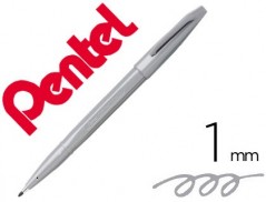12un CANETA PENTEL COM PONTA DE FIBRA SIGN PEN NA COR CINZA