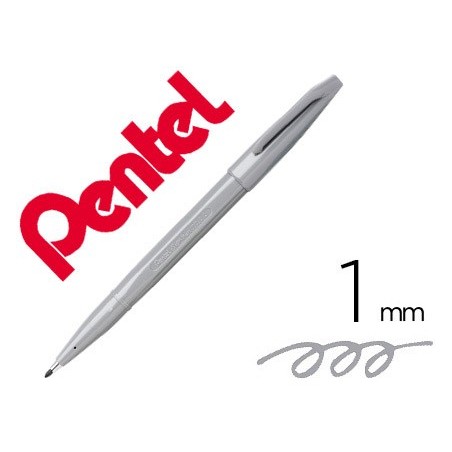 12un CANETA PENTEL COM PONTA DE FIBRA SIGN PEN NA COR CINZA