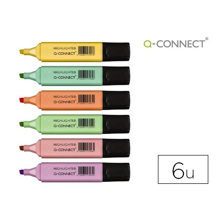 MARCADOR Q-CONNECT FLUORESCENTE PASTEL PONTA BISELADA ESTOJO