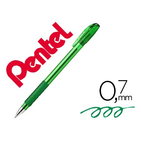 12un ESFEROGRAFICA PENTEL BX487 COM TAMPA NA COR VERDE