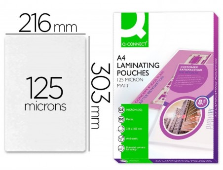 BOLSA DE PLASTIFICAR Q-CONNECT 303 X 216 MM DIN A4 125 MC AU