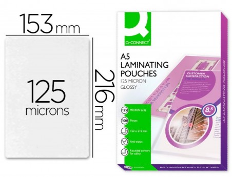 BOLSA DE PLASTIFICAR Q-CONNECT 153 X 216 MM DIN A5 125 MC AU