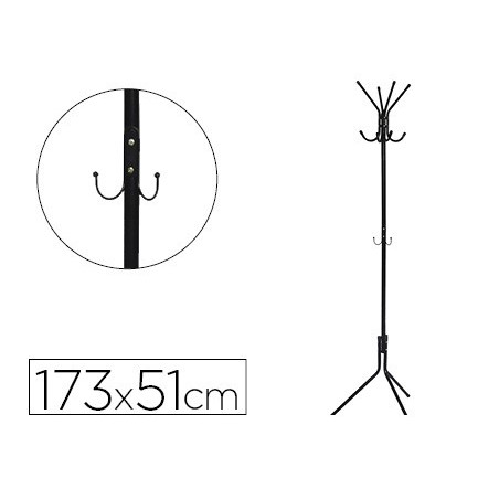 CABIDE METALICO Q-CONNECT PRETO 8 SUPORTES 173X51 CM