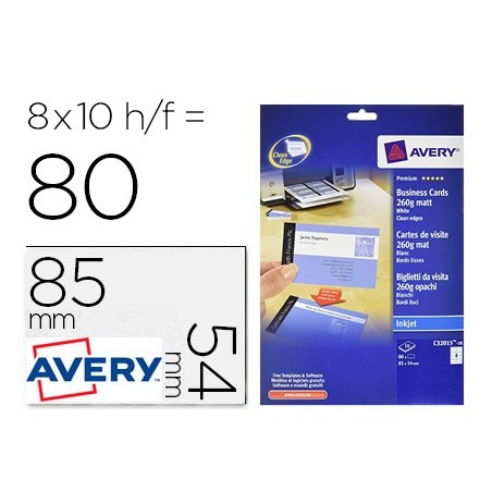 CARTAO DE VISITA AVERY BRANCO MATE 85X54 MM IMPRIMIVEL DUPLA