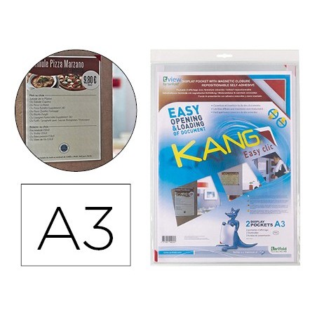 BOLSA DE APRESENTACAO TARIFOLDADESIVA REMOVIVEL DIN A3 COM E