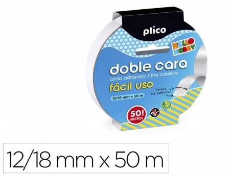 FITA ADESIVA PLICO DUPLA FACE FACIL USO 12/18 MM X 50 M