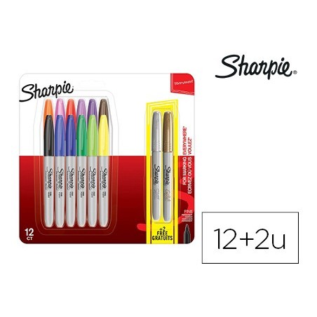 MARCADORES SHARPIE PERMANENTE PONTA FINA BLISTER DE 12 UNIDA