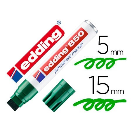 5un MARCADOR EDDING PERMANENTE 850 VERDE PONTA BISELADA 5-15