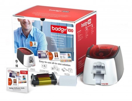 IMPRESSORA DE CARTOES BADGY 100 INCLUI FITA 50 CARTOES E PRO