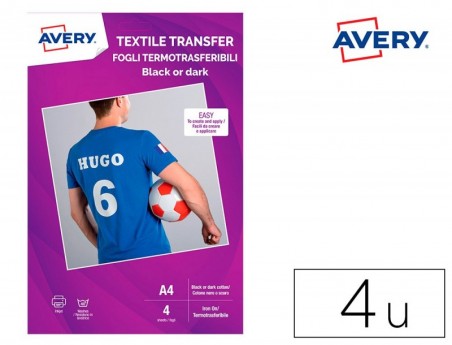 PAPEL TRANSFER AVERY PARA CAMISETAS ALGODON COLORES OSCUROS