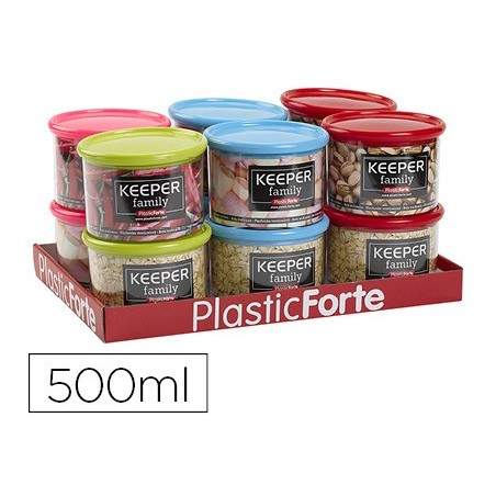 FRASCO MULTIUSOS PLASTICO 500 ML COM TAMPA DE COR 110X110X80