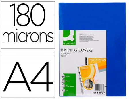 CAPA DE ENCADERNACAO Q-CONNECT PVC DIN A4 OPACA AZUL 180 MIC