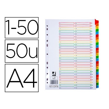 SEPARADOR Q-CONNECT NUMERICO PLASTICO 1-50 CONJUNTO DE 50 SE