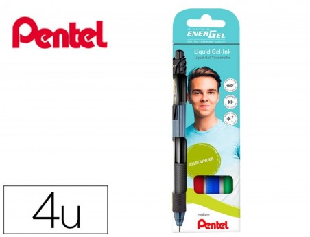 ROLLER PENTEL ENERGEL BL107 EM BLISTER DE 4 UNIDADES CORES P