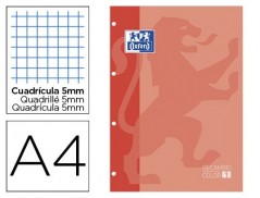 5un RECARGA COR OXFORD DIN A4 80 FOLHAS QUADRICULA 5 MM 4 FU