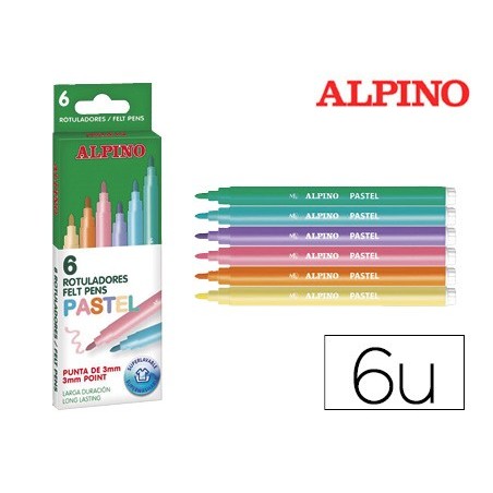 MARCADOR ALPINO STANDARD PASTEL CAIXA DE 6 CORES SORTIDAS