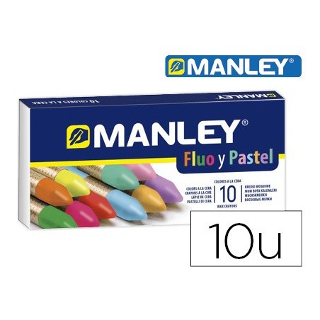 LAPIS DE CERA MANLEY FLUOR E PASTEL CAIXA DE 10 CORES SORTID