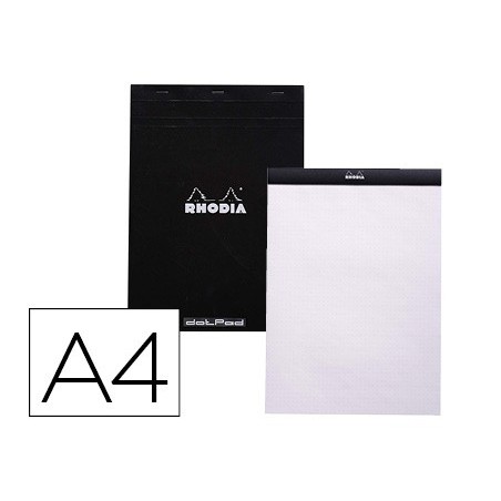 BLOCO DE NOTAS RHODIA BLACK DOT PAD DIN A4 80 F 80 GR LISO C
