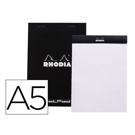 BLOCO DE NOTAS RHODIA BLACK DOT PAD DIN A5 80 F 80 GR LISO C