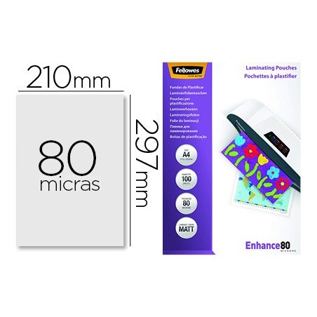 BOLSA DE PLASTIFICAR FELLOWES MATE DIN A4 80 MICRONS PACK 10