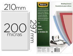CAPA DE ENCADERNACAO FELLOWES PVC DIN A4 TRANSPARENTE 200 MI