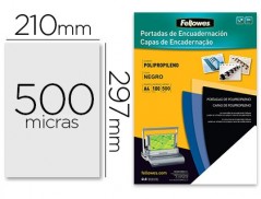 CAPA DE ENCADERNACAO FELLOWES POLIPROPILENO DIN A4 PRETA 450
