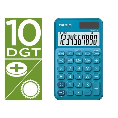 CALCULADORA CASIO SL-310UC-BU BOLSO 10 DIGITOS TAX +/- TECLA