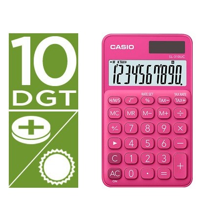 CALCULADORA CASIO SL-310UC-RD BOLSO 10 DIGITOS TAX +/- TECLA