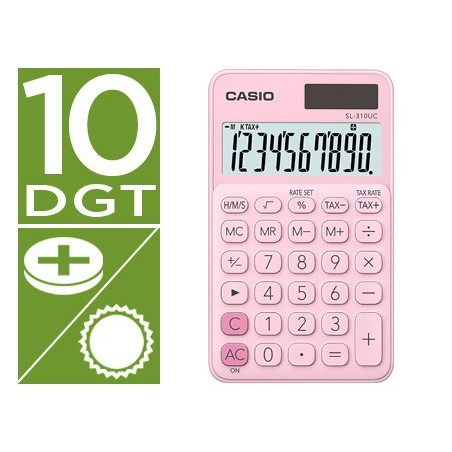 CALCULADORA CASIO SL-310UC-PK BOLSO 10 DIGITOS TAX +/- TECLA